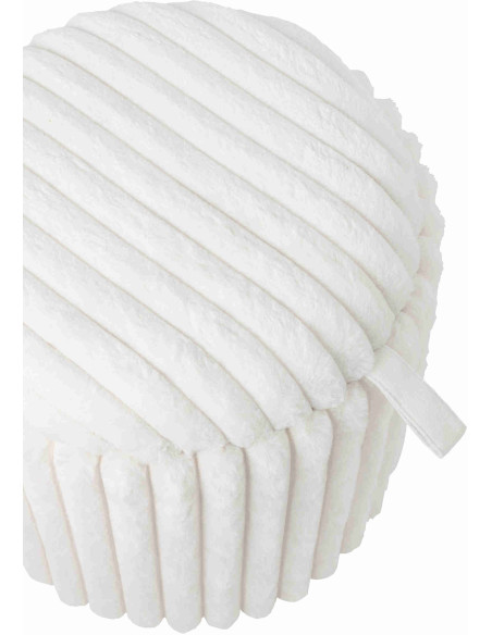 Pouf coffre rond en fausse fourrure blanche 40x40x42 cm Dozel J-Line - 4