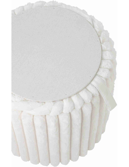 Pouf coffre rond en fausse fourrure blanche 40x40x42 cm Dozel J-Line - 5
