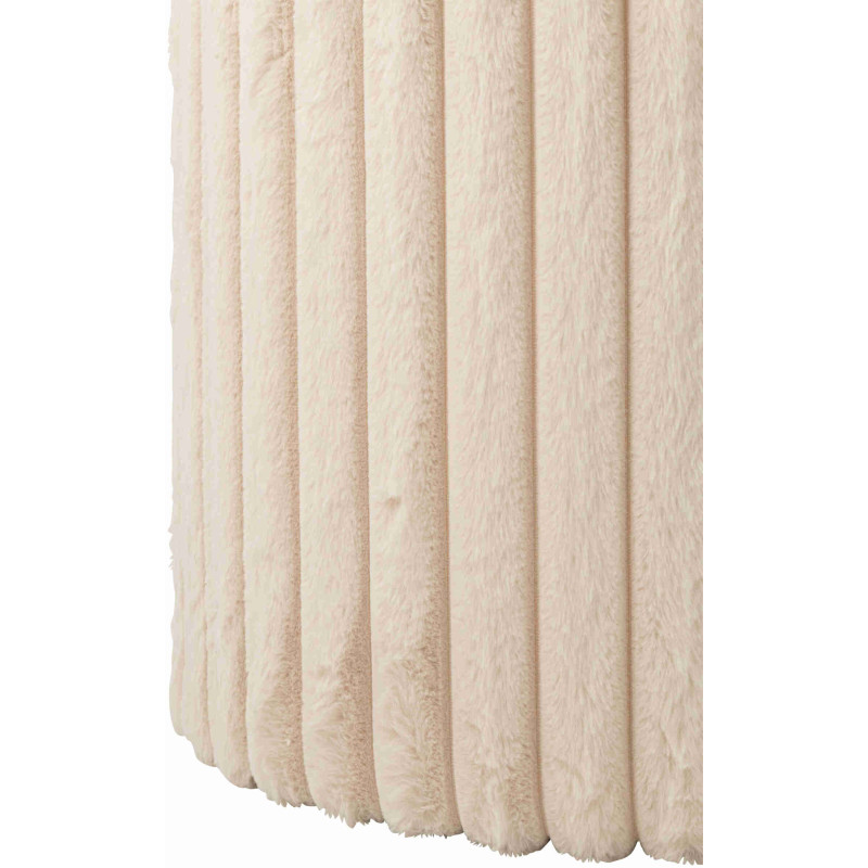 Pouf coffre rond beige en fausse fourrure 40 cm Dozel J-Line - 6
