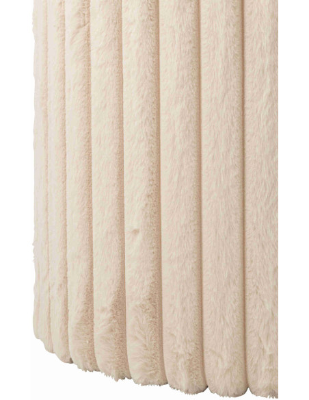 Pouf coffre rond beige en fausse fourrure 40 cm Dozel J-Line - 6