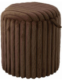 Pouf coffre rond chocolat en fausse fourrure 40 cm Dozel