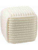 Pouf carré côtelé blanc en fausse fourrure 45 cm Kowun