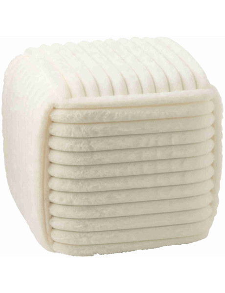 Pouf carré côtelé blanc en fausse fourrure 45 cm Kowun J-Line - 1