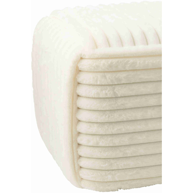Pouf carré côtelé blanc en fausse fourrure 45 cm Kowun J-Line - 3