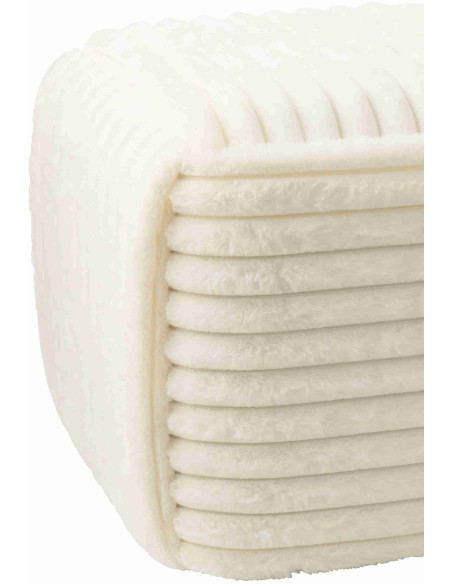 Pouf carré côtelé blanc en fausse fourrure 45 cm Kowun J-Line - 3