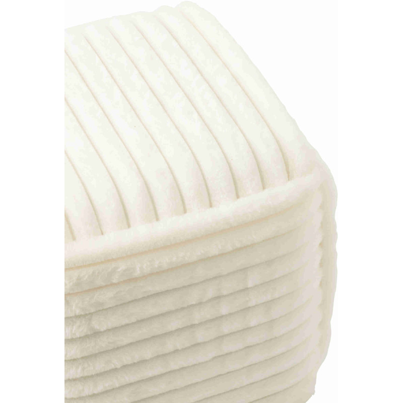 Pouf carré côtelé blanc en fausse fourrure 45 cm Kowun J-Line - 4