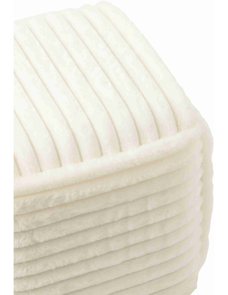 Pouf carré côtelé blanc en fausse fourrure 45 cm Kowun J-Line - 4