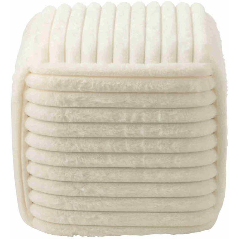 Pouf carré côtelé blanc en fausse fourrure 45 cm Kowun J-Line - 5