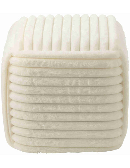 Pouf carré côtelé blanc en fausse fourrure 45 cm Kowun J-Line - 5
