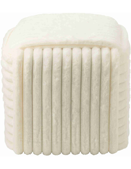 Pouf carré côtelé blanc en fausse fourrure 45 cm Kowun J-Line - 6