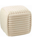 Pouf carré beige côtelé en fausse fourrure 45 cm Kowun