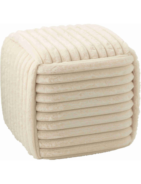 Pouf carré beige côtelé en fausse fourrure 45 cm Kowun J-Line - 1