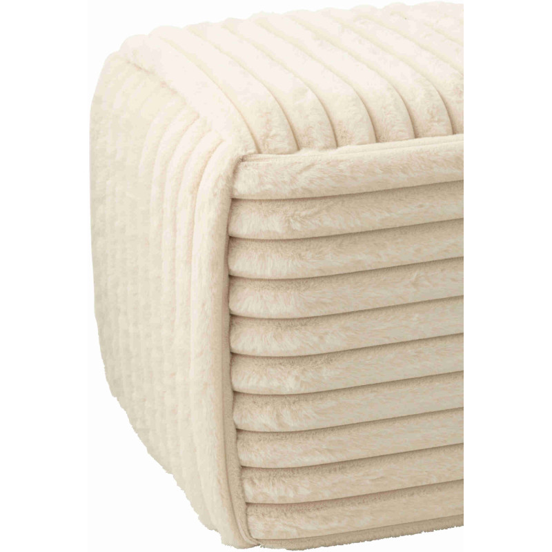 Pouf carré beige côtelé en fausse fourrure 45 cm Kowun J-Line - 2