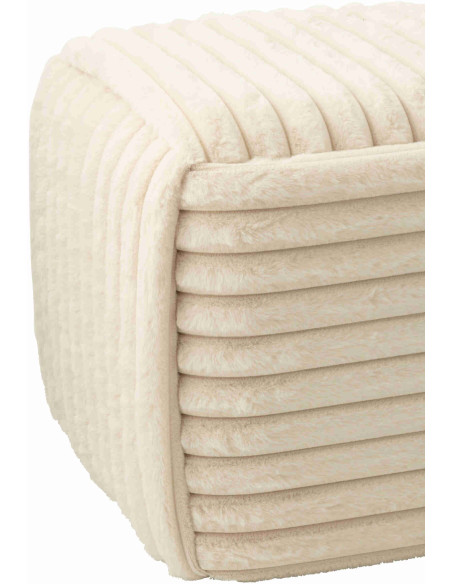 Pouf carré beige côtelé en fausse fourrure 45 cm Kowun J-Line - 2