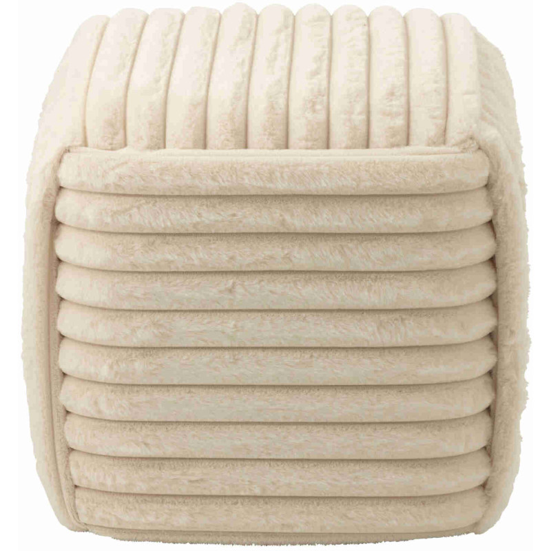 Pouf carré beige côtelé en fausse fourrure 45 cm Kowun J-Line - 4