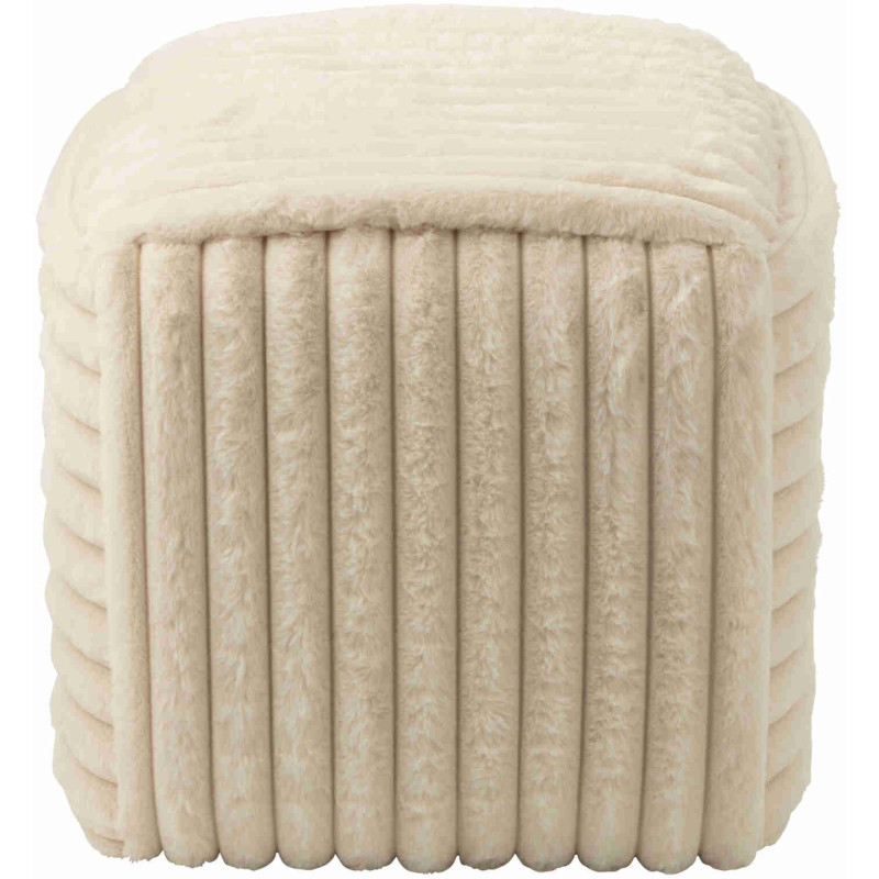 Pouf carré beige côtelé en fausse fourrure 45 cm Kowun J-Line - 5