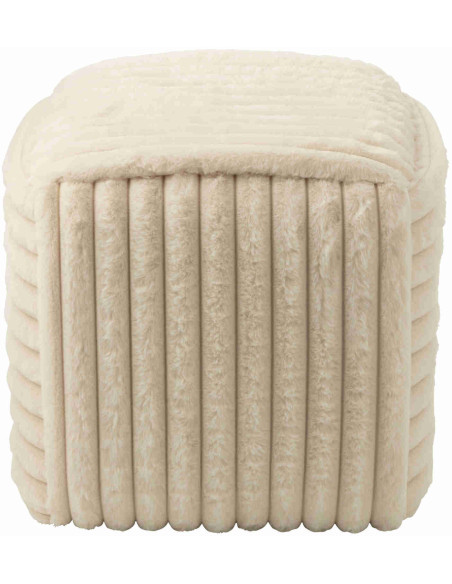 Pouf carré beige côtelé en fausse fourrure 45 cm Kowun J-Line - 5