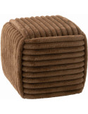Pouf carré côtelé marron chocolat en fausse fourrure 45 cm Kowun