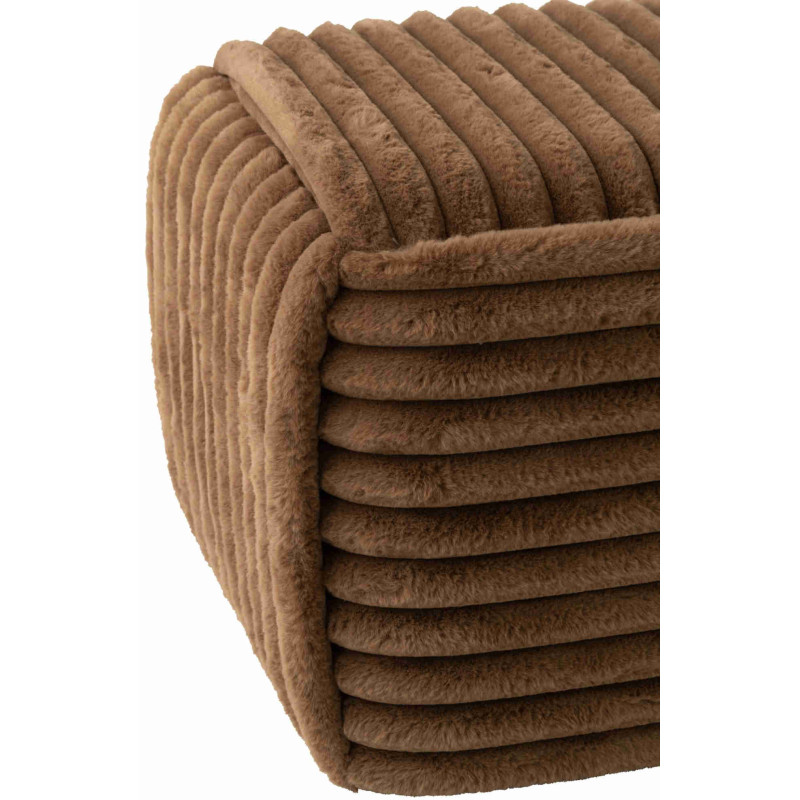 Pouf carré côtelé marron chocolat en fausse fourrure 45 cm Kowun J-Line - 2