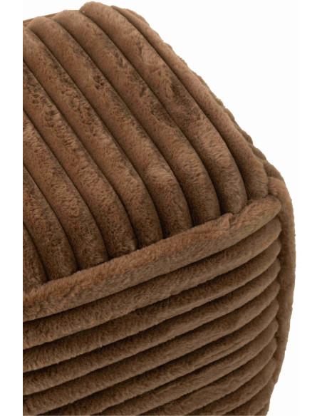 Pouf carré côtelé marron chocolat en fausse fourrure 45 cm Kowun J-Line - 3