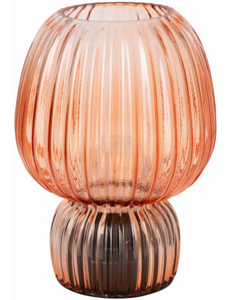 Lampe à poser sans fil en verre strié orange 21,5 cm Lusik J-Line - 1