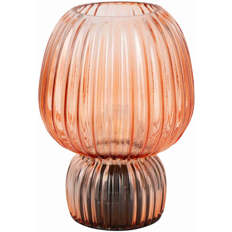 Lampe à poser sans fil en verre strié orange 21,5 cm Lusik J-Line - 1