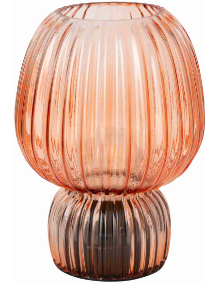 Lampe à poser sans fil en verre strié orange 21,5 cm Lusik J-Line - 1