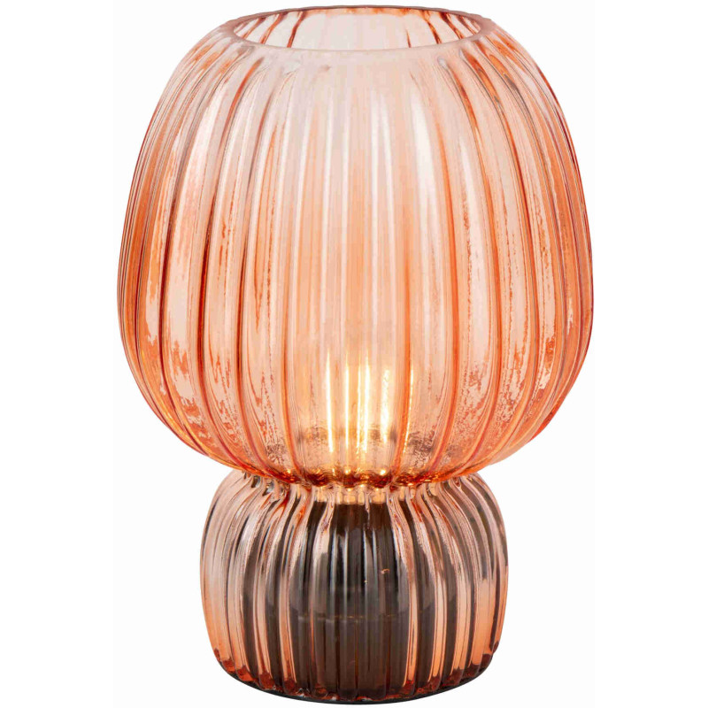 Lampe à poser sans fil en verre strié orange 21,5 cm Lusik J-Line - 3