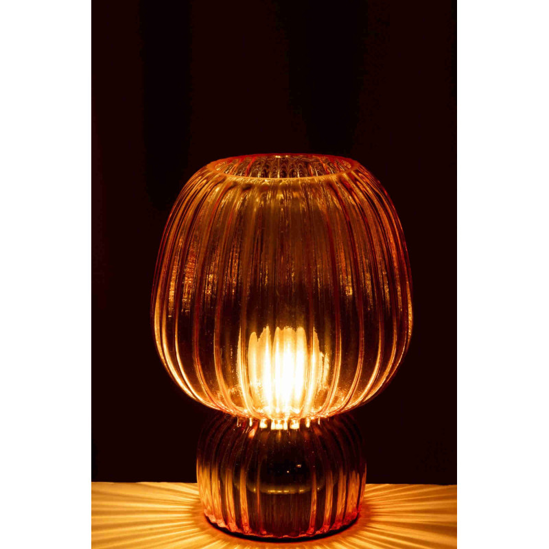 Lampe à poser sans fil en verre strié orange 21,5 cm Lusik J-Line - 5