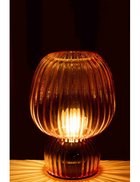 Lampe à poser sans fil en verre strié orange 21,5 cm Lusik J-Line - 5