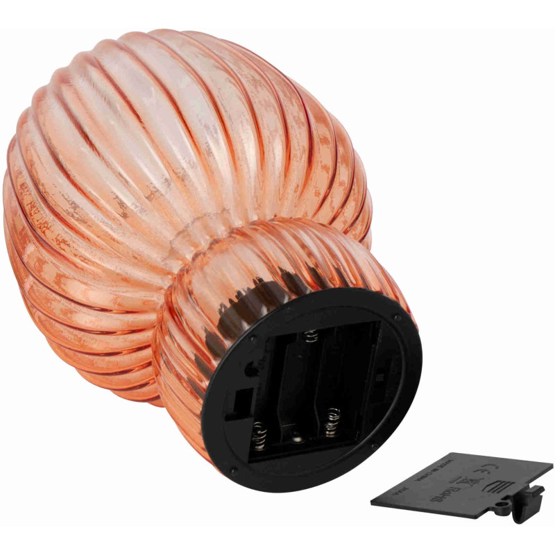 Lampe à poser sans fil en verre strié orange 21,5 cm Lusik J-Line - 4