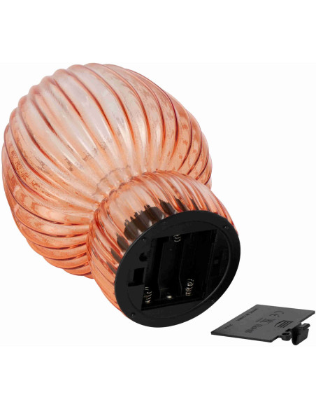 Lampe à poser sans fil en verre strié orange 21,5 cm Lusik J-Line - 4