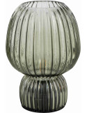 Lampe à poser sans fil en verre strié vert olive 21,5 cm Lusik
