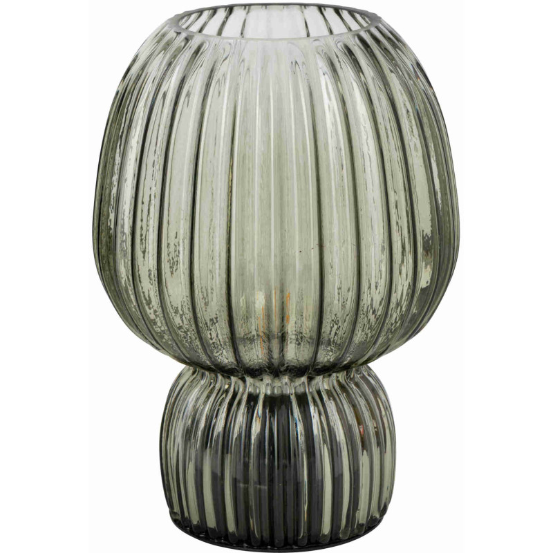 Lampe à poser sans fil en verre strié vert olive 21,5 cm Lusik J-Line - 1