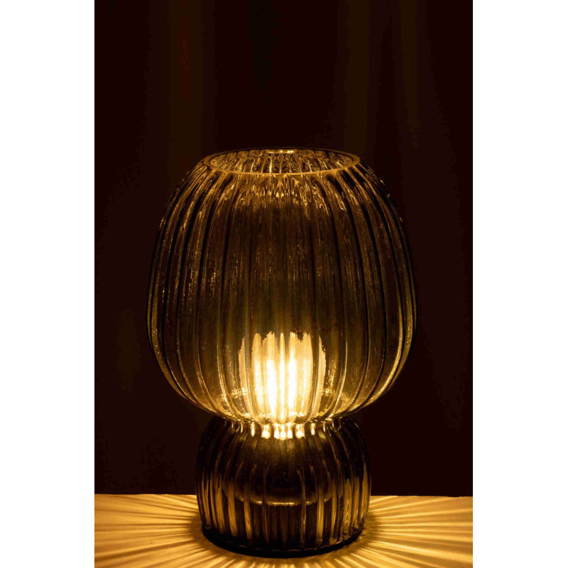 Lampe à poser sans fil en verre strié vert olive 21,5 cm Lusik J-Line - 5