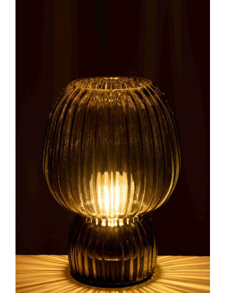 Lampe à poser sans fil en verre strié vert olive 21,5 cm Lusik J-Line - 5