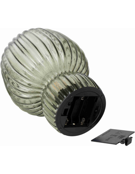 Lampe à poser sans fil en verre strié vert olive 21,5 cm Lusik J-Line - 4