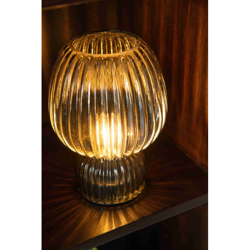 Lampe à poser sans fil en verre strié vert olive 21,5 cm Lusik J-Line - 2
