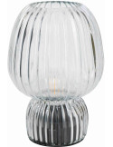 Lampe à poser sans fil en verre strié transparent Lusik