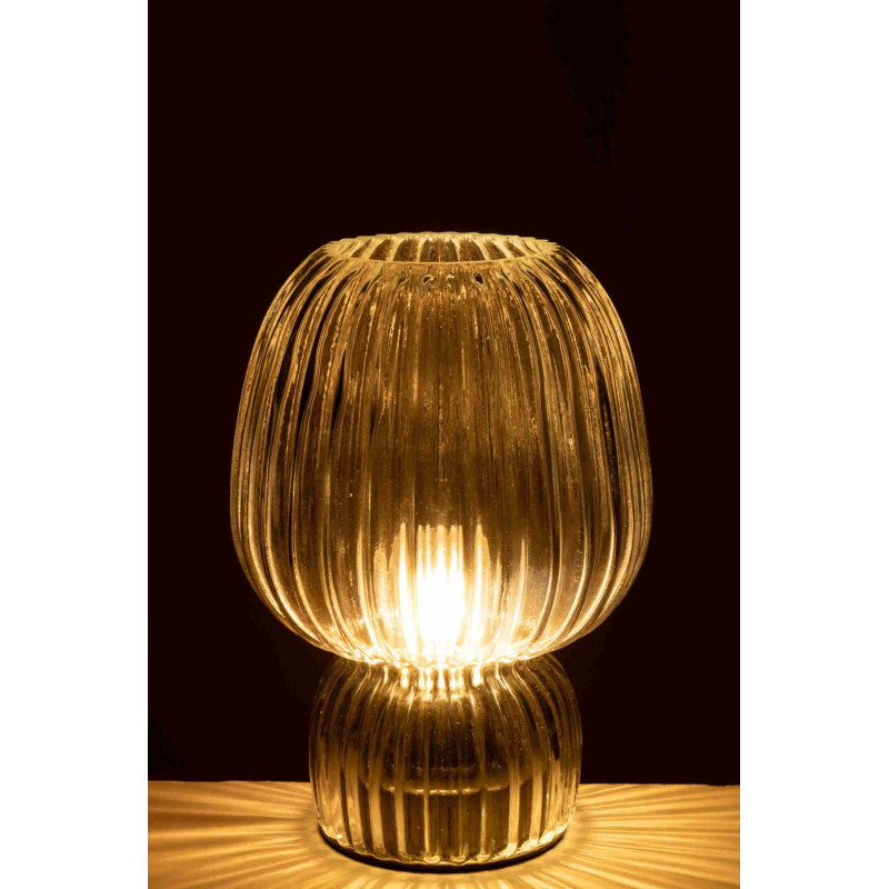Lampe à poser sans fil en verre strié transparent Lusik J-Line - 4