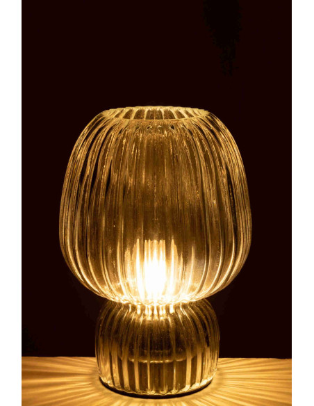 Lampe à poser sans fil en verre strié transparent Lusik J-Line - 4