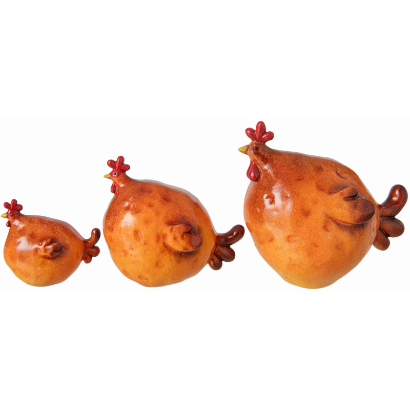 Lot de 3 coqs décoratifs en résine orange brûlé Smien J-Line - 3