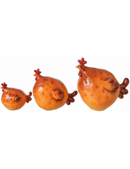 Lot de 3 coqs décoratifs en résine orange brûlé Smien J-Line - 3