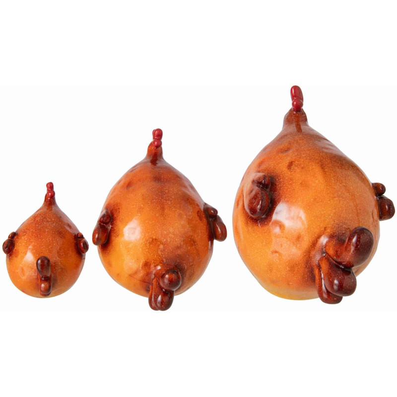 Lot de 3 coqs décoratifs en résine orange brûlé Smien J-Line - 4