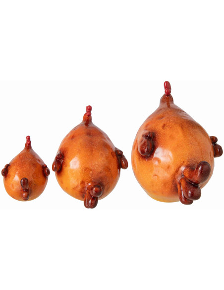 Lot de 3 coqs décoratifs en résine orange brûlé Smien J-Line - 4