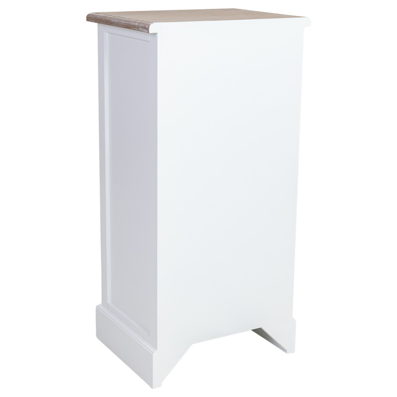 Chiffonnier 5 tiroirs blanc et bois patiné 45x35x90 cm Votin  - 4