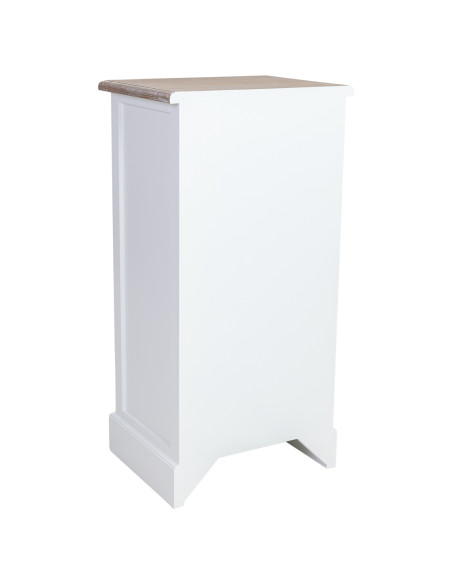 Chiffonnier 5 tiroirs blanc et bois patiné 45x35x90 cm Votin  - 4
