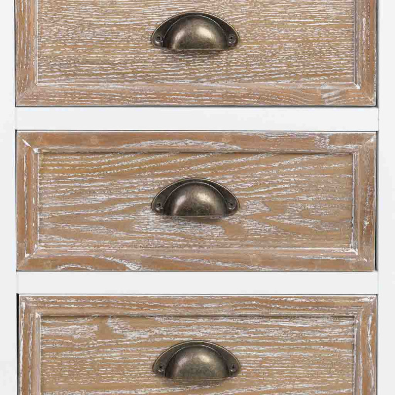 Chiffonnier 5 tiroirs blanc et bois patiné 45x35x90 cm Votin  - 6