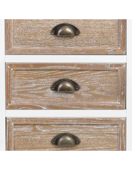 Chiffonnier 5 tiroirs blanc et bois patiné 45x35x90 cm Votin  - 6