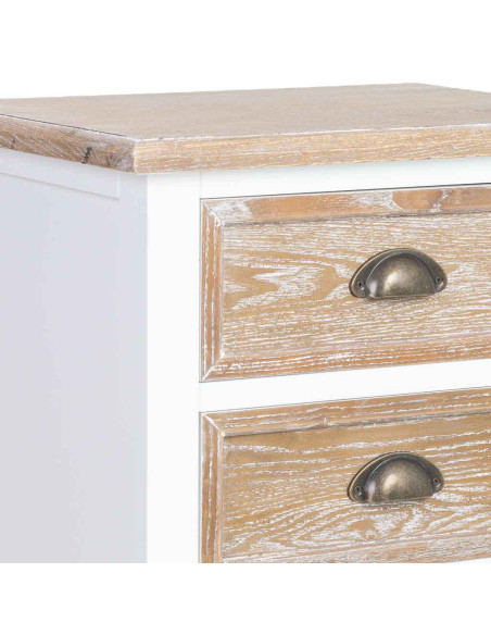 Chiffonnier 5 tiroirs blanc et bois patiné 45x35x90 cm Votin  - 7